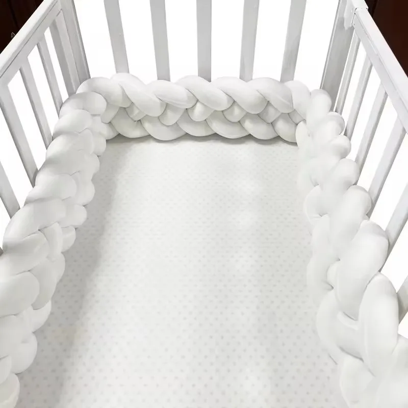 

4 Knotted 2-3M Baby Bed Bumper Knotted Braid Handmade Weaving Plush Crib Protector Infant Knot Pillow Baby Room Decor