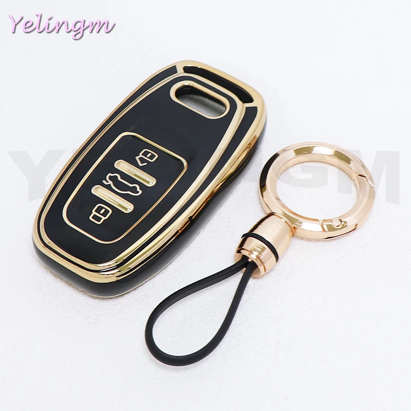 3-Tasten Smart Key Cover Gehäuse für Audi A1 A3 A4 A5 A6 A7 A8 Quattro Q3 Q5 Q7 2009-2015 Neues TPU Auto-Fernbedienungszubehör