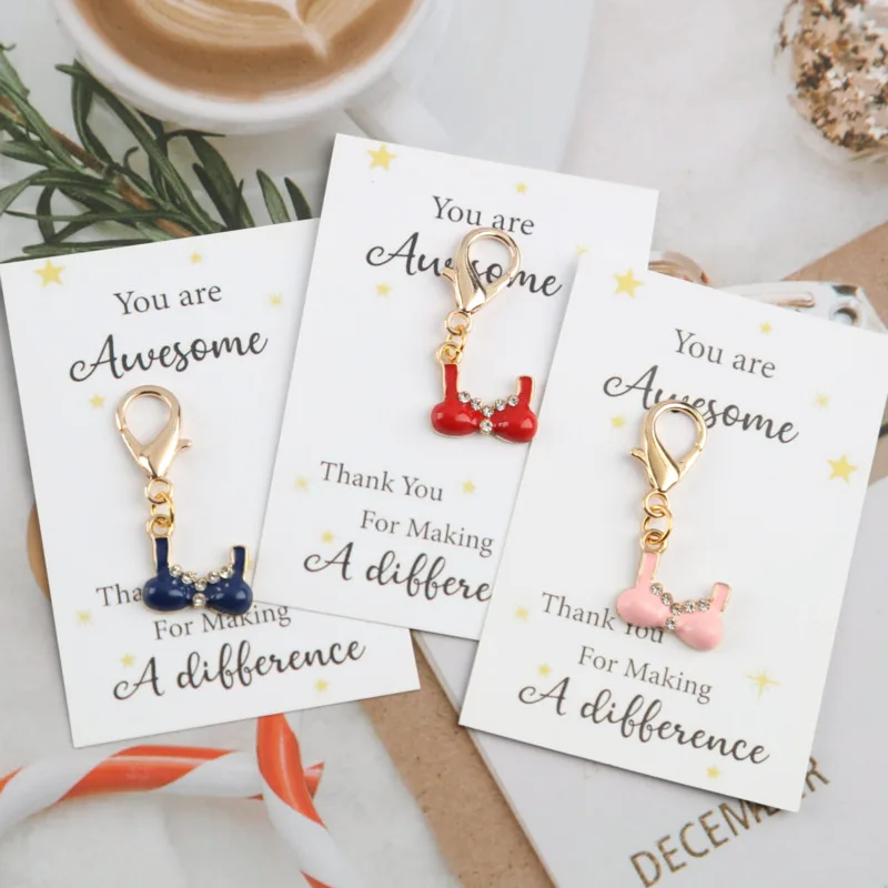 15pcs 2dCreative design keychain，Matching “You are awesome” Motivational thank you card，Perfect as a surprise birthday gift for
