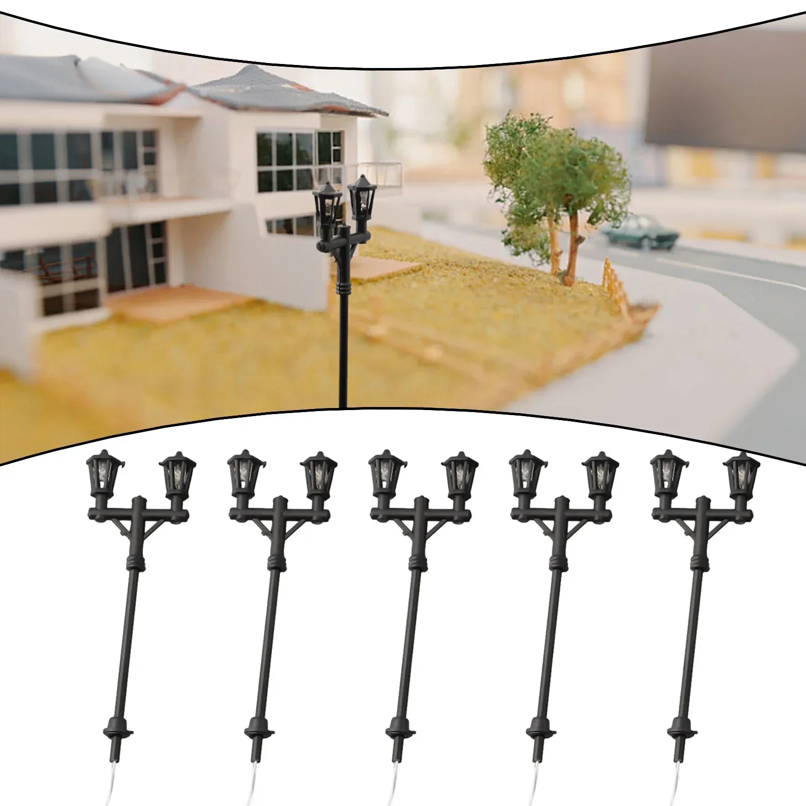 10Pcs Model Street Lights Scale 1:100 Railway LED Lamppost Patio Garden Lamps Sand Table M-icro Landscape Model Street Lamp