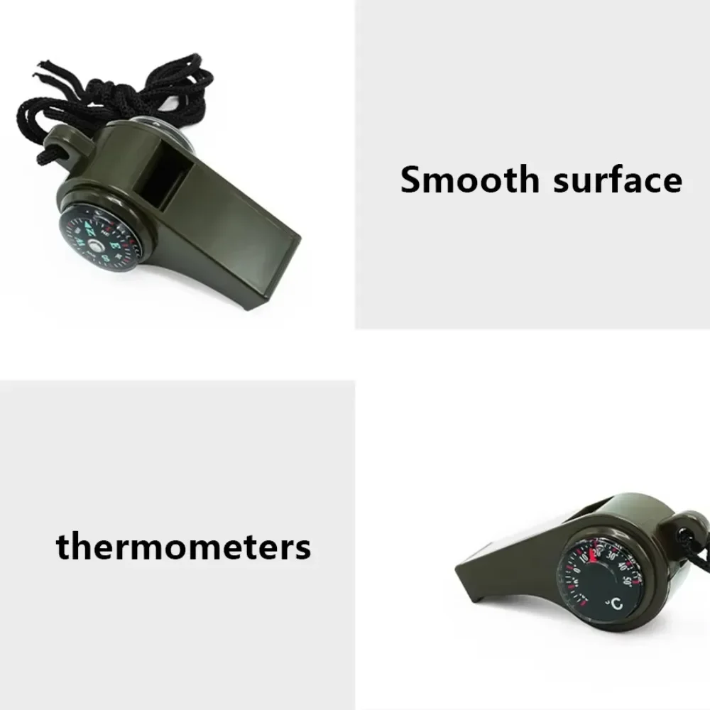 ثلاثة في واحد البوصلة صافرة ميزان الحرارة متعدد الوظائف المحمولة خفيفة الوزن كتم التخييم في الهواء الطلق المشي لمسافات طويلة أداة إنقاذ