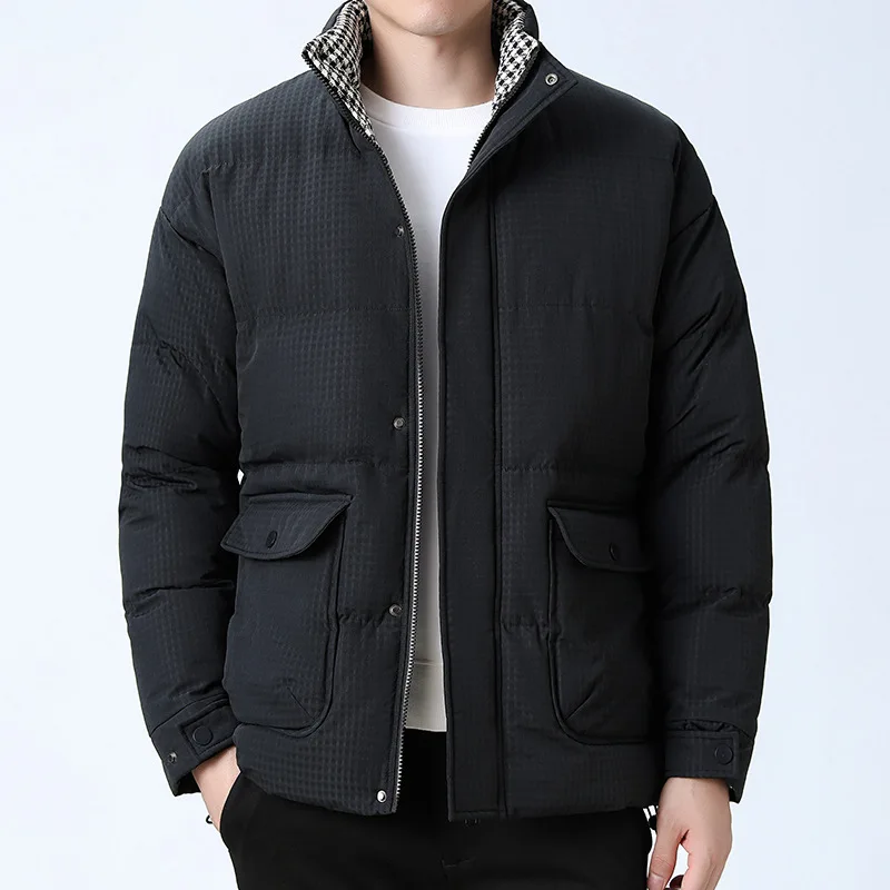 

Winter New Men's Warm Cotton Clothes Thickened Stand-up Collar Fashionable Versatile Jacket Solid Color Simple Cotton-padded Men