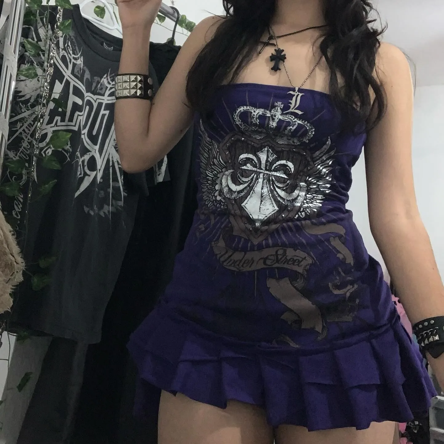 

Y2k Top Purple Millennium Gothic Bow Slimming Women's Underwear Sexy Girl High Street Character Aesthetics Y2k Girl Strap Top