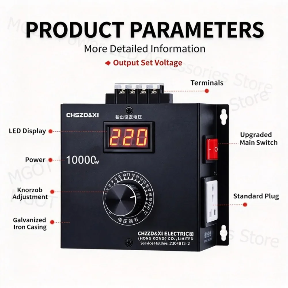 10000W Stepless Voltage Regulator Household Compact Variable Voltage Controller Speed Temperature Light Dimmer AC 220V Switch