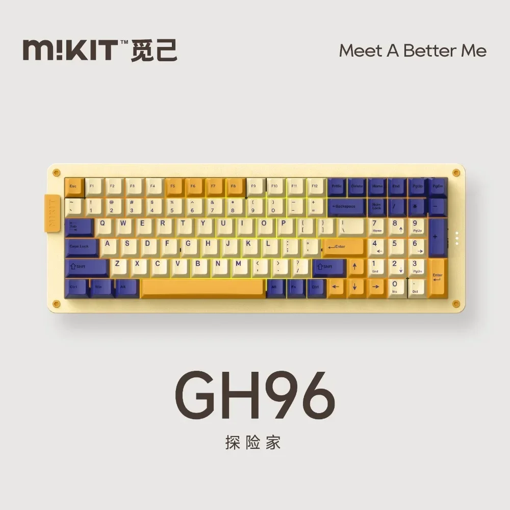 MIKIT GH96 Explorer Tri-Mode Wireless Mechanical Keyboard Bluetooth 2.4G Wired  Office Hot Swap Shafts 98 Layout 100Keys Gaming