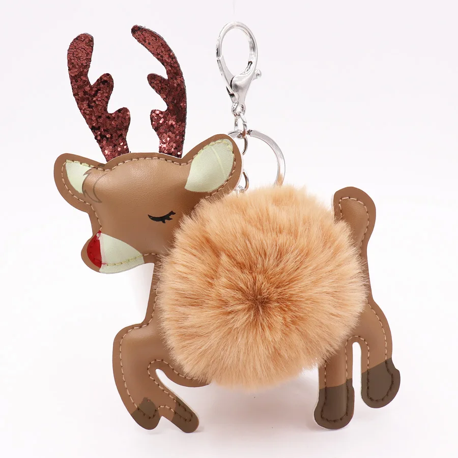 

30pcs Wholesale Plush Toy Christmas Elk Bag Keychain Christmas Fur Ball Car Pendant,Deposit First to Get Discount much,Pta214