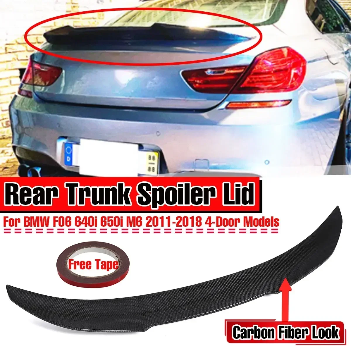 F06 Spoiler Wing PSM Style Real Carbon Fiber Car Rear Trunk Boot Spoiler Wing Extension For BMW F06 640i 650i M6 2011-2018 4DR