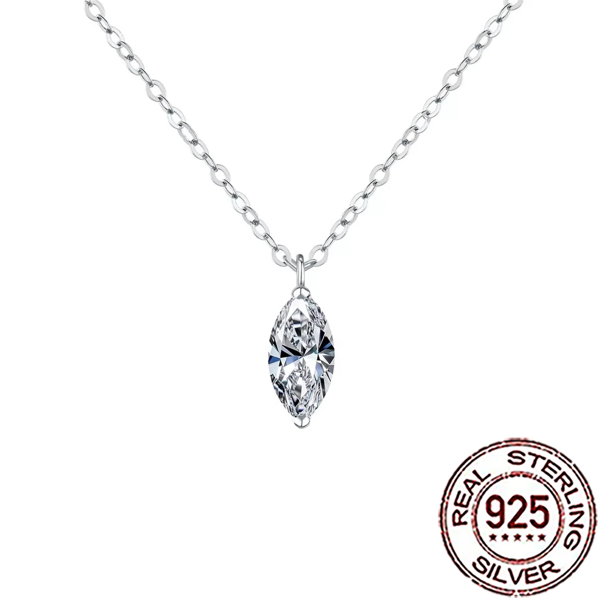 

CWWZircons 925 Sterling Silver Shiny Marquise Cut Cubic Zircon Pendant Necklace Chain for Women Evening Party Fine Jewelry SD067