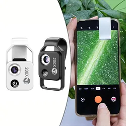 Portable Mobile Phone Microscope 200X HD Identification Jewelry Magnifying Lens With CPL Mobile LED Guide Light Lamp