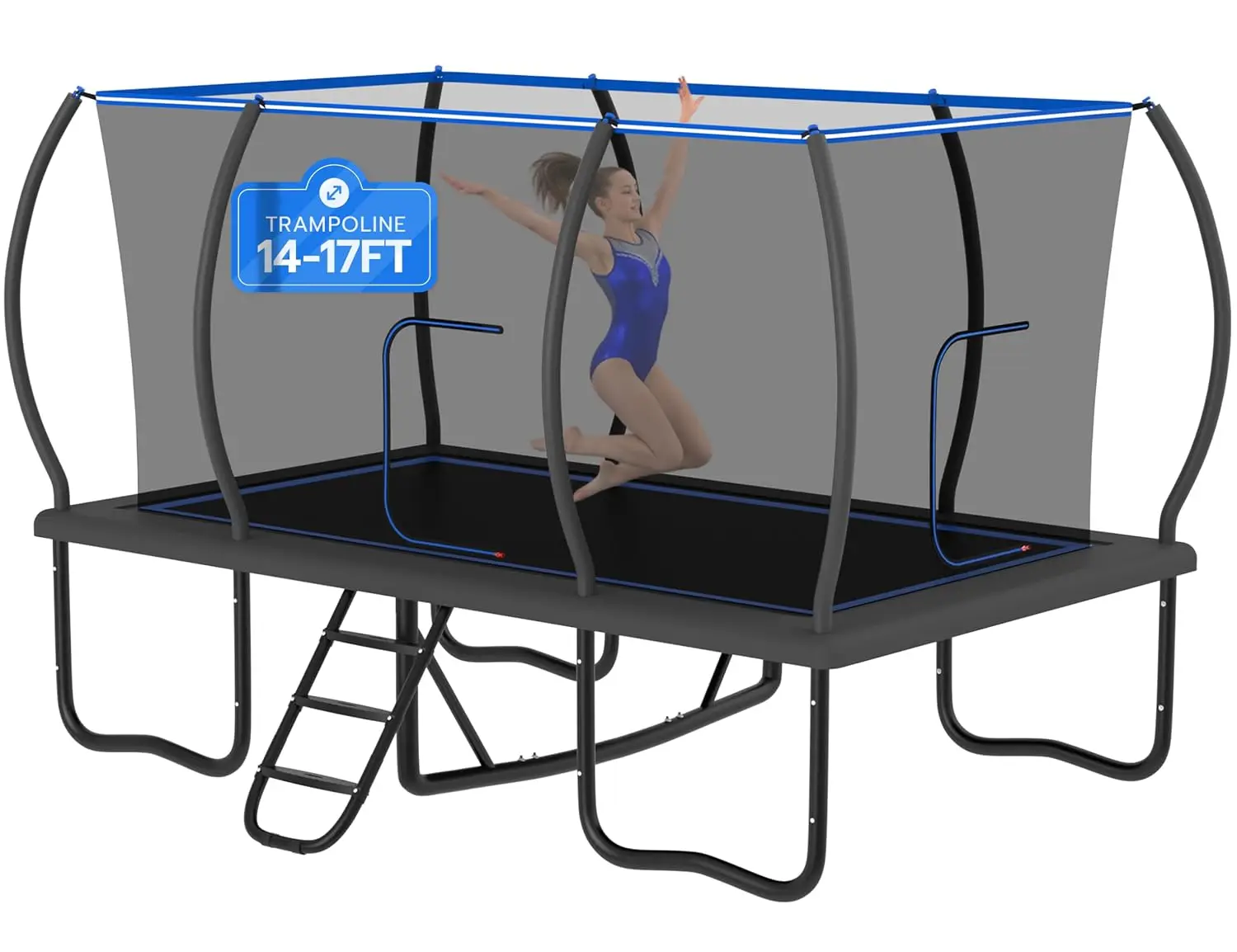 Upgraded Rectangle Tranpoline 10X17FT 9x15FT 8x14FT, 2000LBS Large Square Tranpoline Outdoor with Safety Enclosure, Customized