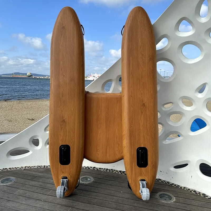 Wholesale Entroffy Customization Drop-stitch PVC Wood Grain Inflatable Paddle Fishing Platform with Motor