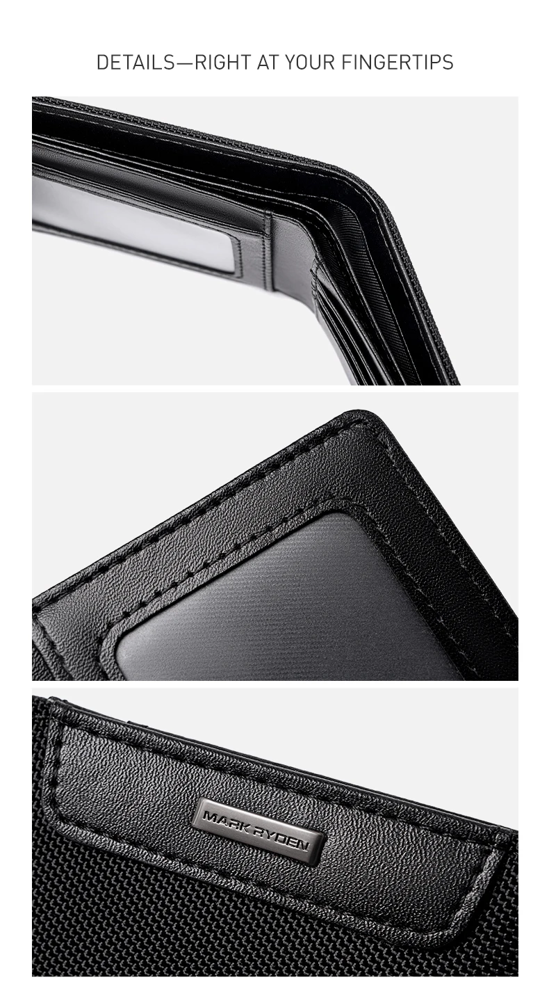 MARK RYDEN Urban Minimalistische Herren-Geldbörse aus strapazierfähigem Oxford-Stoff, lässige Geldbörse im Taschenformat – Detail 7