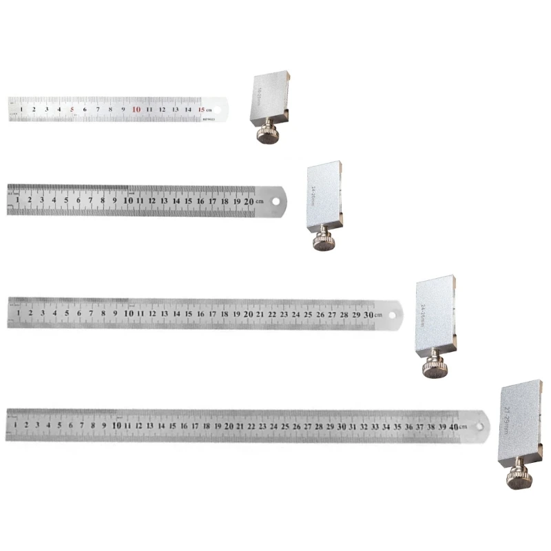 Scribing Ruler with Slide Stop Aluminum Carpentry Marking Gauge 15/20/30/40cm H4GE