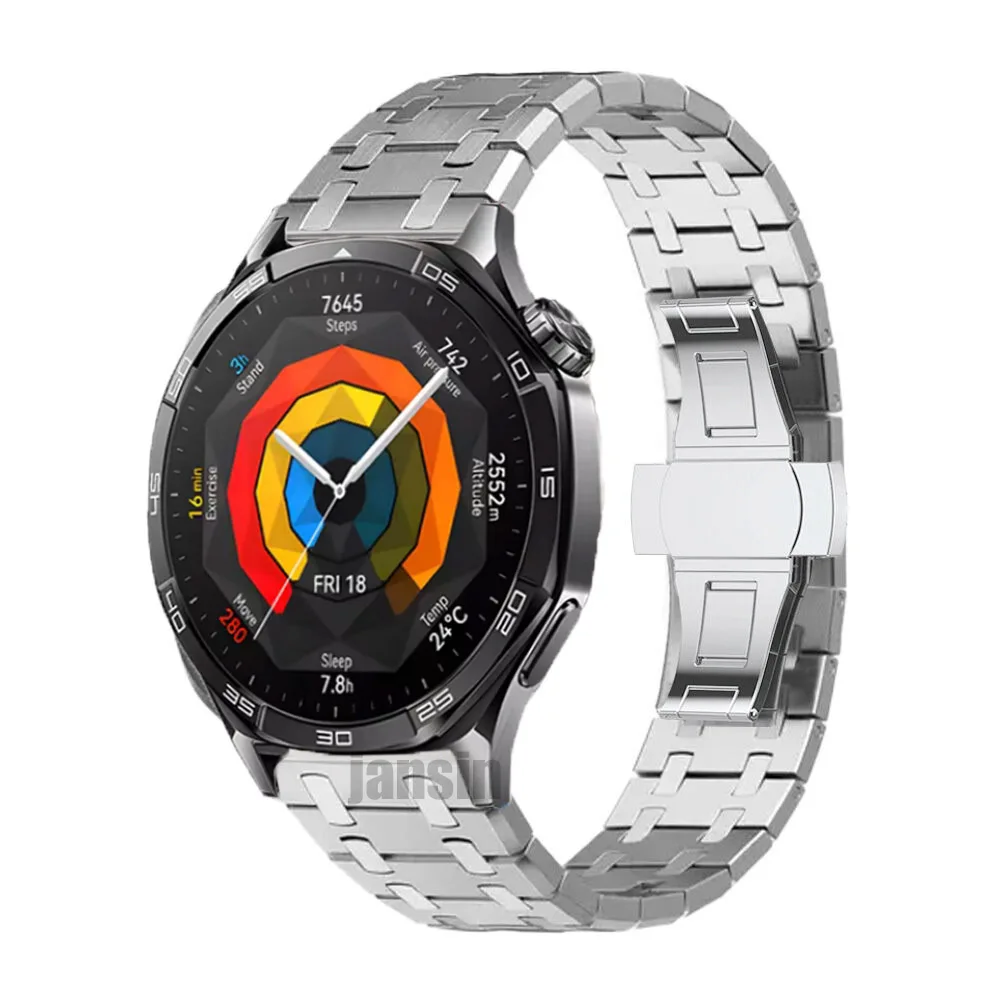 Para huawei relógio gt5 46mm pulseira de metal 22mm pulseira para huawei relógio gt4 46mm gt2e gt3 46mm pulseira de negócios de aço inoxidável