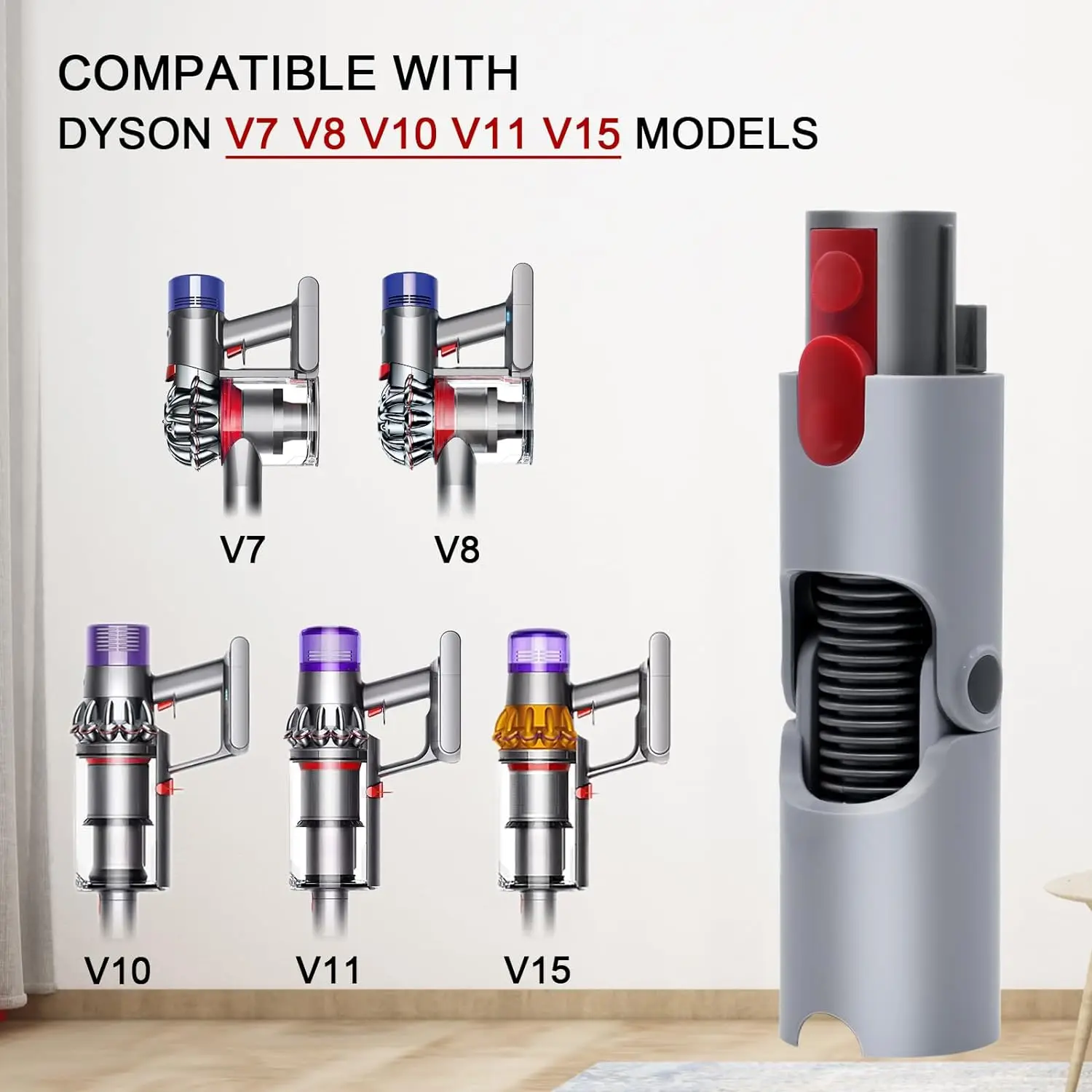 Dolny Adapter kompatybilny z Dyson V7 V8 V10 V11 odkurzacz niski zasięg Adapter zamienny Adapter Grey