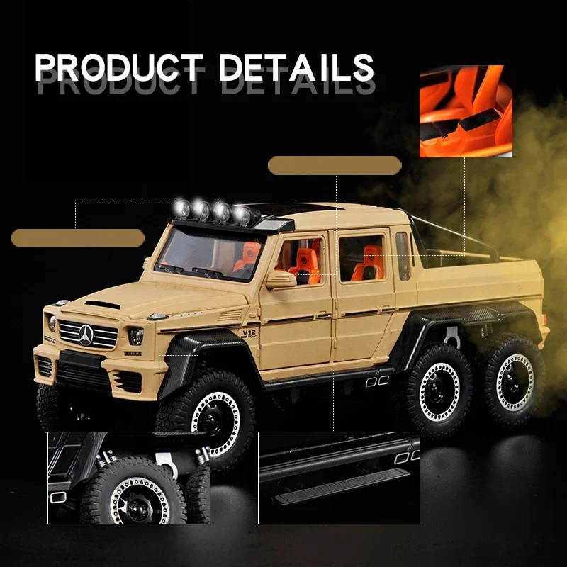 1:20 Mercedes Benz G63 6x6 Offroad-Legierung Metall Druckguss Modell auto Sammlung Simulation Sound & Licht Spielzeug für Kinder Geburtstags geschenk