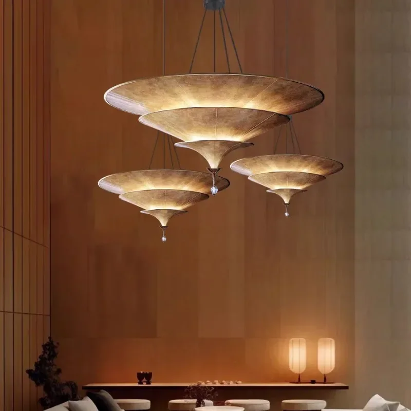

Southeast Asian Thai Umbrella Pendant Light Wabi Sabi Style For Restaurant Hotel Exhibition Hall Decorative Lighting