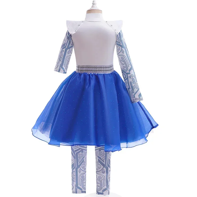 좀비 3 애디슨 외계인 어린이 옷 소녀 치어리더 드레스 코스프레 의상 어린이 판타지아 할로윈 생일 파티 팬시 XQb;4.