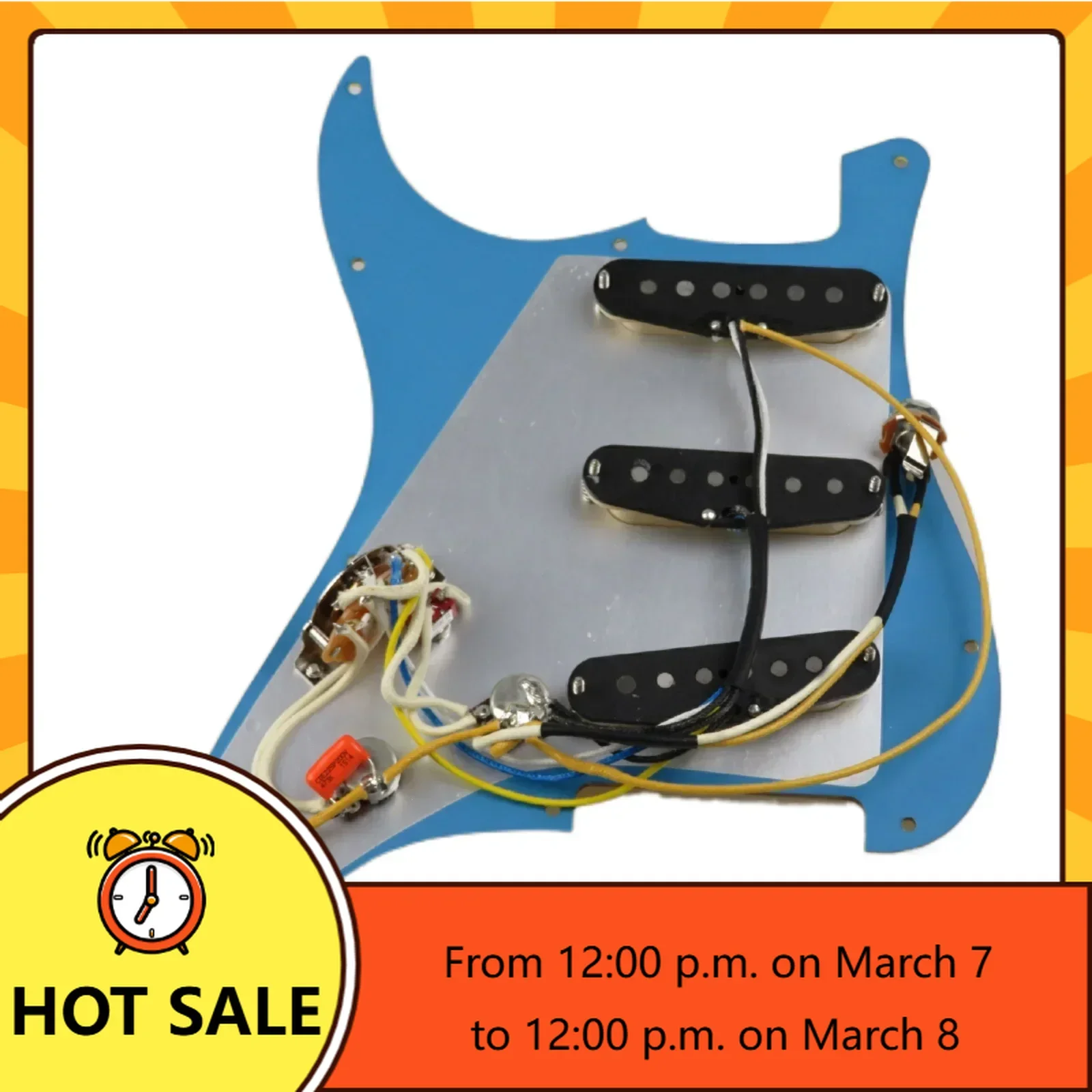 

Q-X Music Store-Golden mirror Loaded Pickguard Pickups Guitar Alnico 5 Pickups SSS Single Coils Pickups /Yellow Pickup Covers