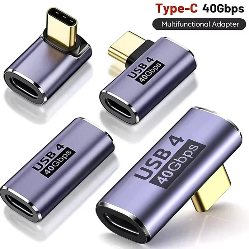 USB4.0 40Gbps OTG Type C 90 Degree Adapter 100W 5A Type-C Male to Female Fast Charging Converter USB C Data Adapter For Macbook