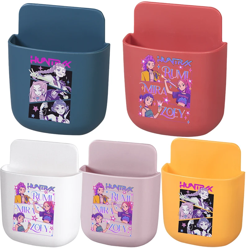 KPop Demon Hunters Rumi Remote Control Storage Box Anime Living Room Bedhead Storage Rack Non Perforated Phone Charging Rack