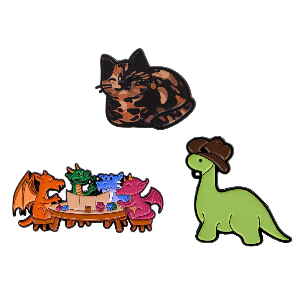 Jogo dos desenhos animados dragões lapela pinos para mochilas esmalte pino masculino feminino broche para roupas maleta emblemas jóias acessórios