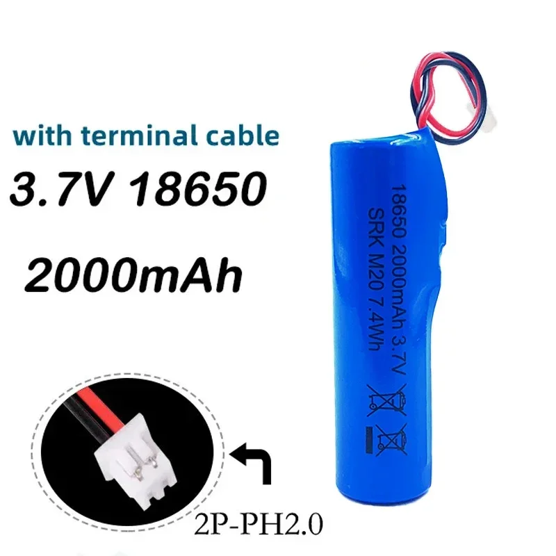 PURFIELD 3.7 فولت 2000 مللي أمبير بطارية ليثيوم قابلة للشحن 18650 ليثيوم أيون مع بطارية PCB PH2.0-2P لصيد الأسماك مصباح ليد بلوتوث 4.2 فولت