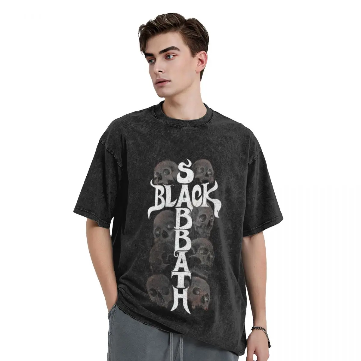 Black Sabbathes Skull T Shirts Hip Hop Washed Cotton High Street T-Shirts Rock Vintage Men Women Tops Streetwear Summer Tees