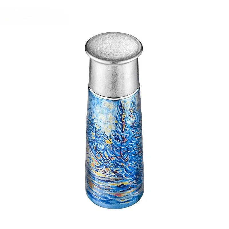 Titanium Art Impression Monet Snow Scene Cup Color Titanium Hand-painted Carving Pure Titanium Thermos