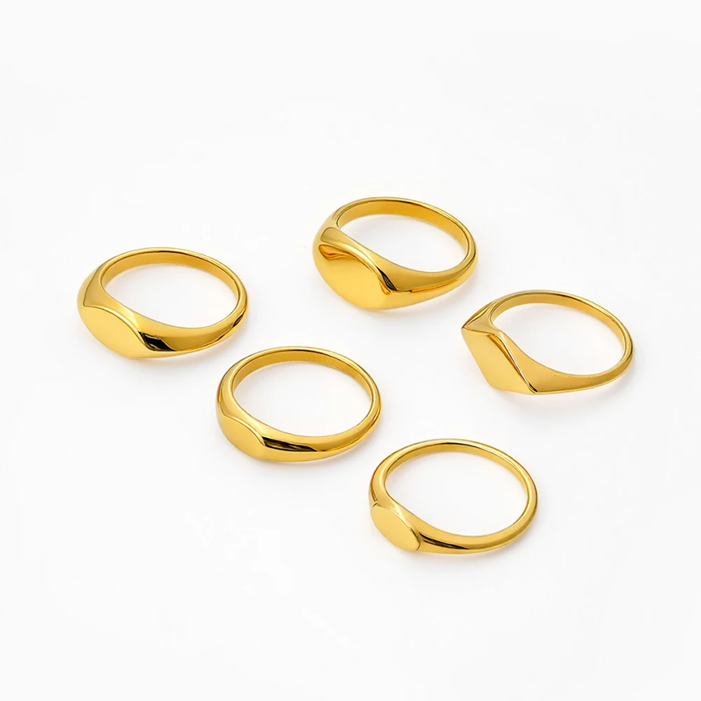 

ENFASHION Anillos Mujer Geometry Signet Ring For Women Stainless steel 18K Plated Gold Fashion High Street Jewelry R254600