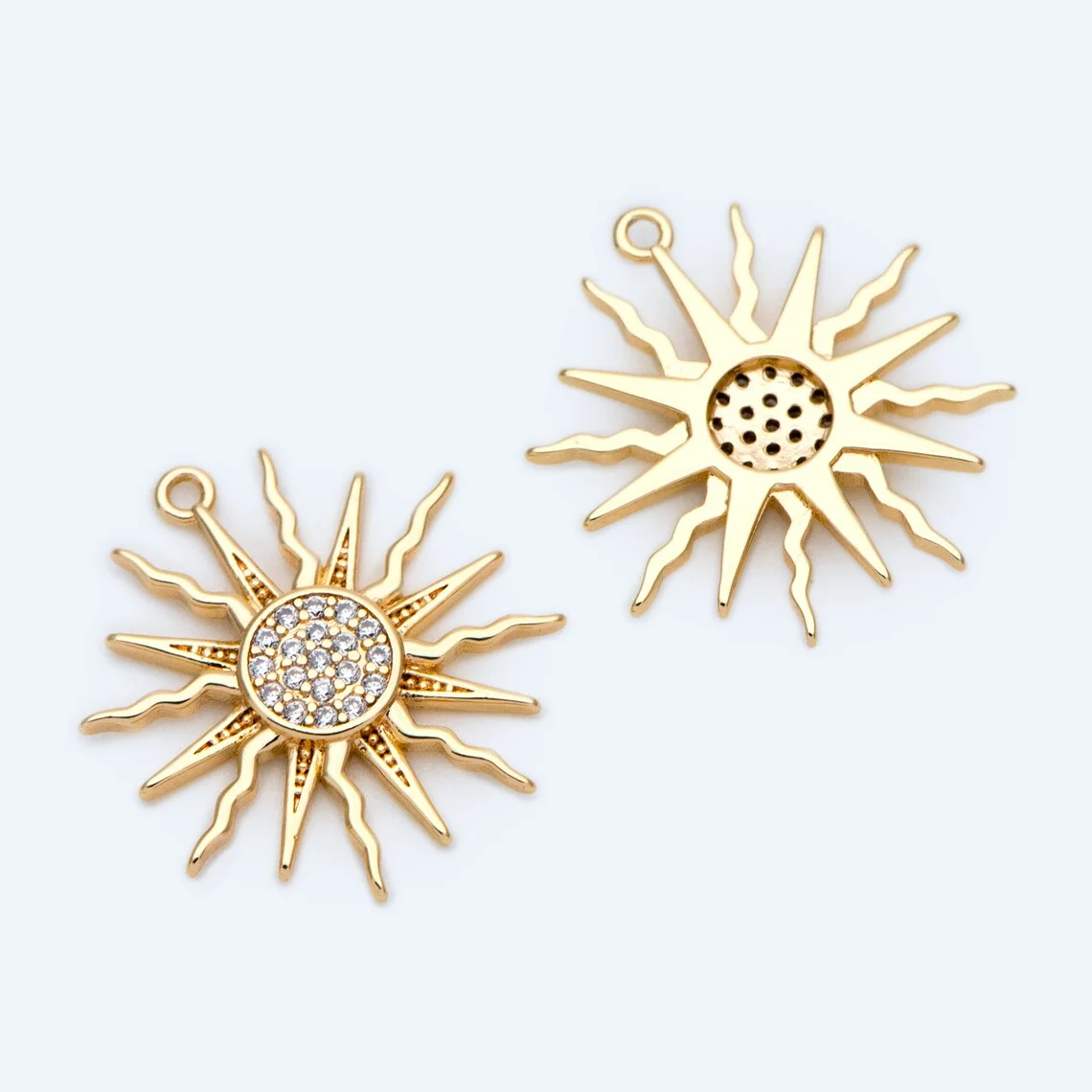 

6PCS 18mm 18k Gold Plated Star Sun Flower Pattern Pendant DIY Jewelry Making Sun Charm