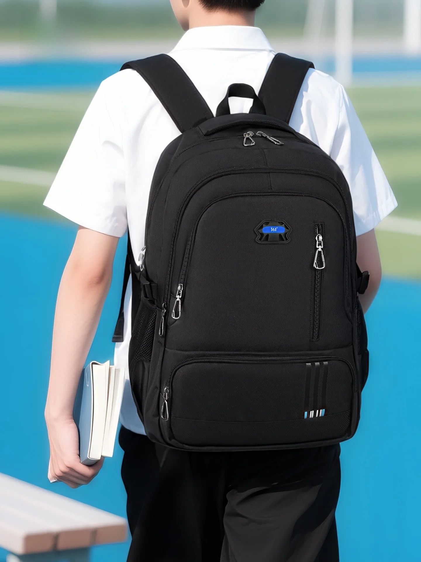 

Large Capaci Waterproof Bapa 36° for Junior And High School Students Bla Double oulder Bag Casual Simple Sle