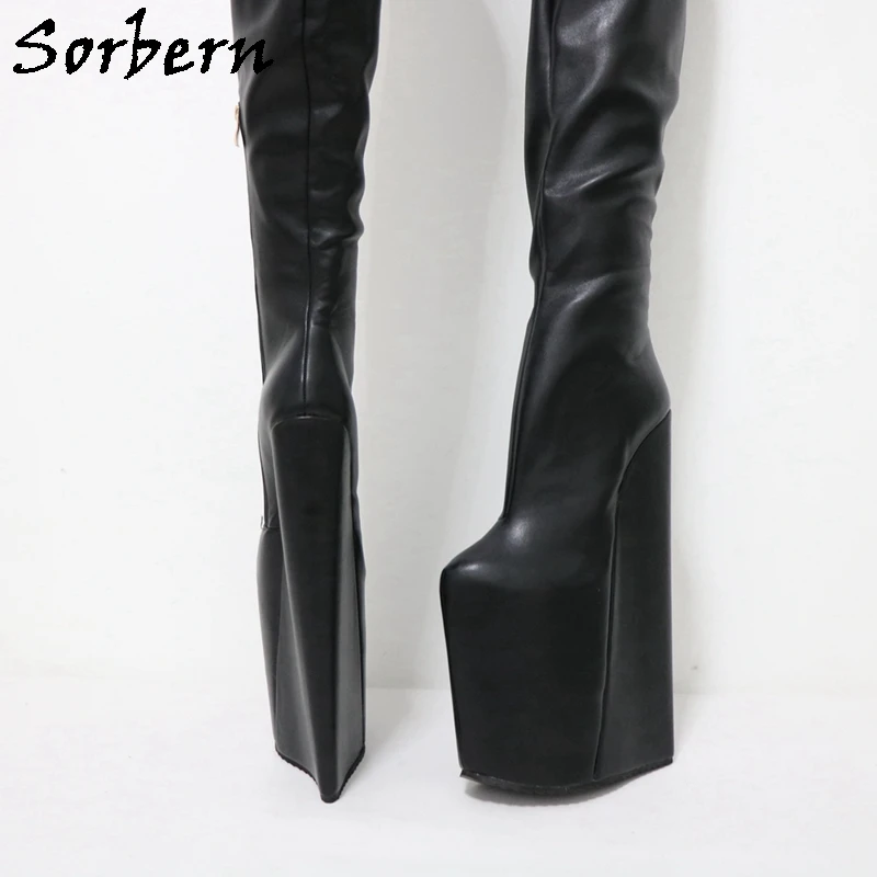 Sorbern 30Cm Wedge Heel Women Boots Black Crotch Thigh High Platform Shoes Custom Fetish Drag Queen Boot Cosplay Heeled