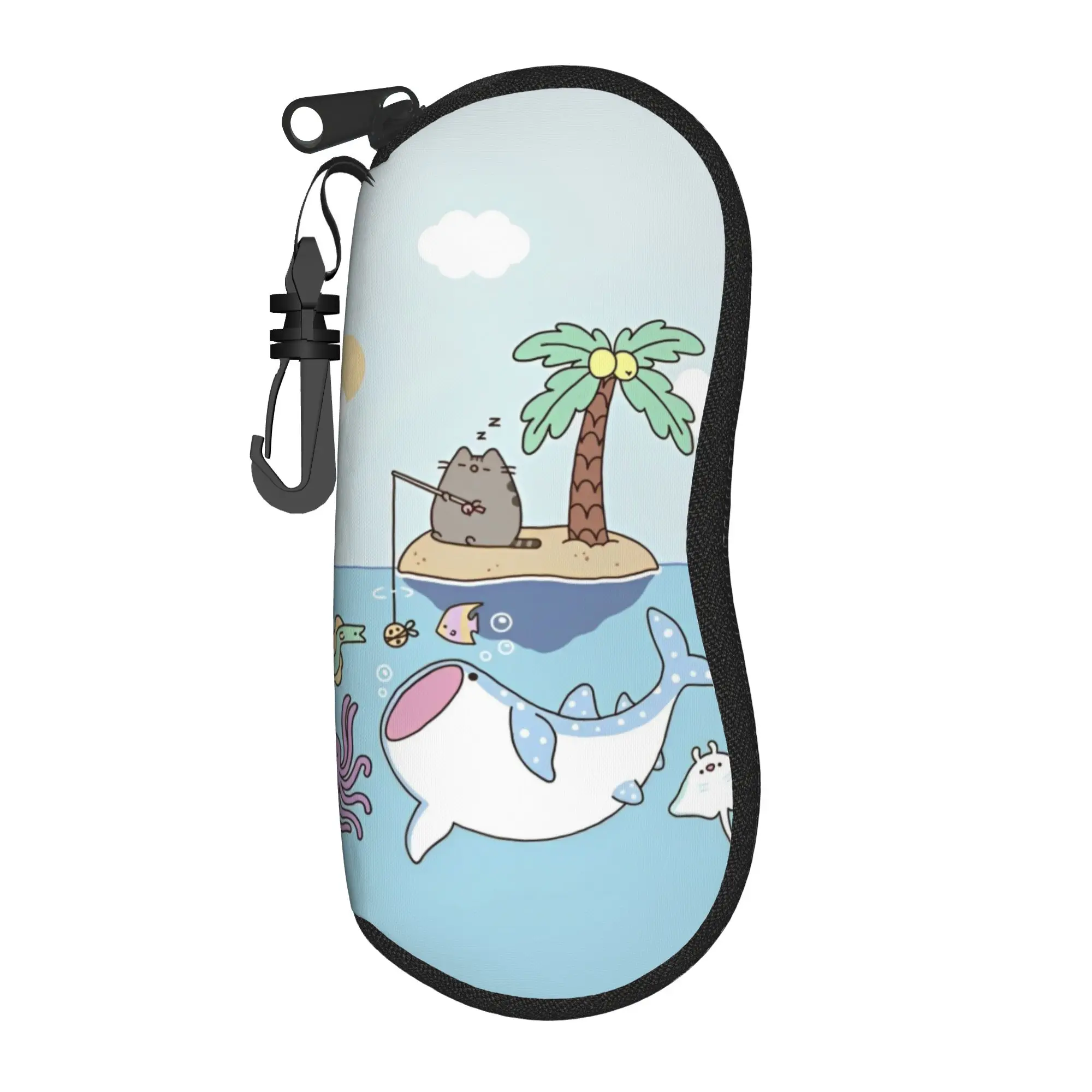 Funny P-Pusheencats Fishing Glasses Case Men Women Waterproof Zipper Kawaii Cute Reading Storage Box Charming Sunglasses Box