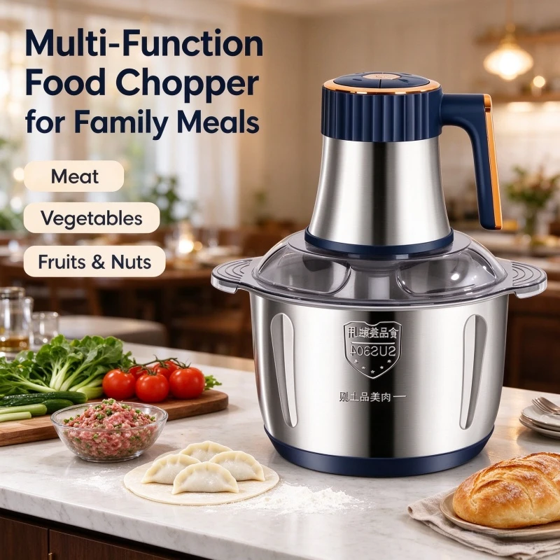 5L Electric Meat Grinders 304 Stainless Steel Food Crusher Multifunctional Vegetable Slicer Chopper Mincer Baby Food Processor