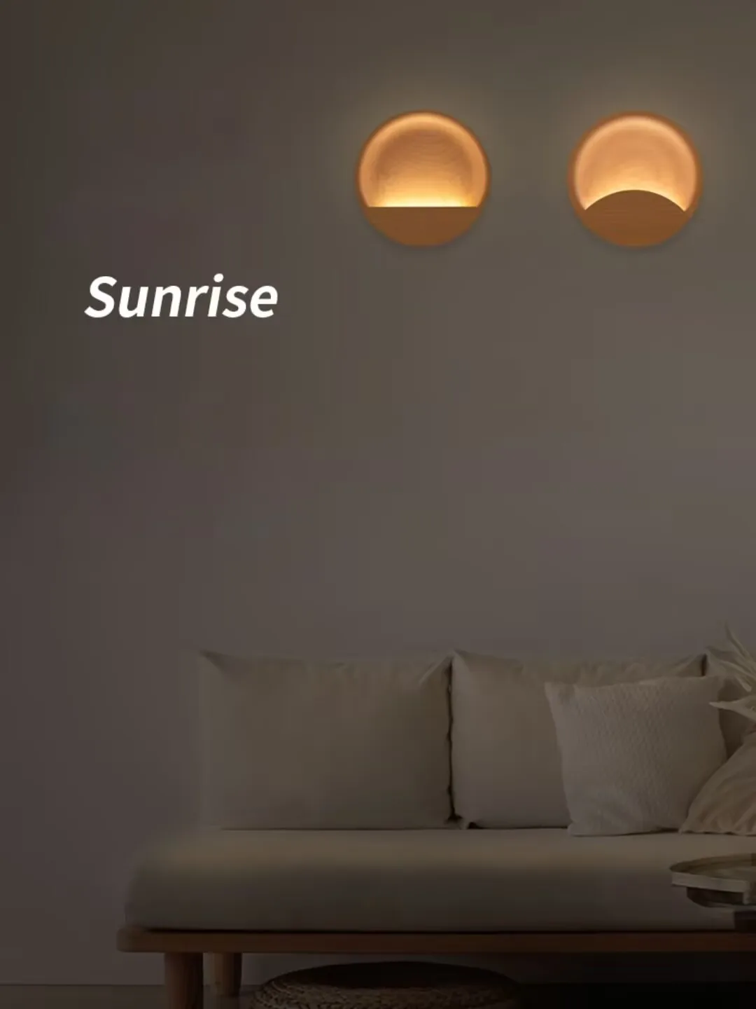 Japanese solid wood wall lamps, sunrise wall lamps, bedside atmosphere lamps, corridor passage lamps, background wall lamps