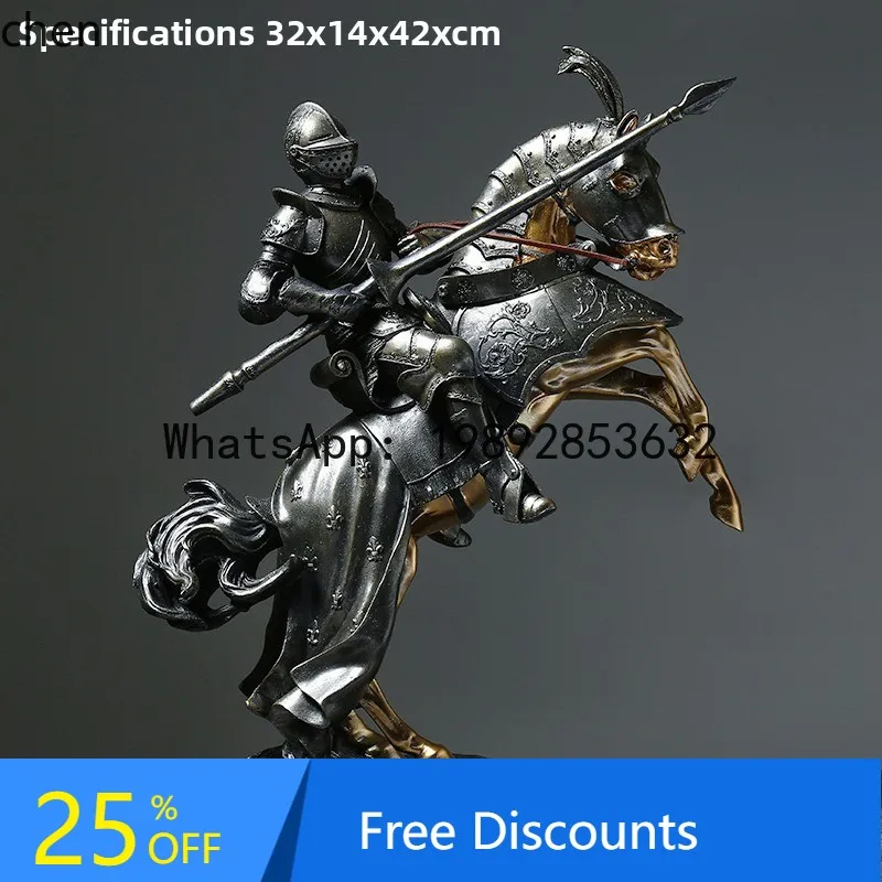

A Knight Figurine TV Cabinet Wine Cabinet Office Decoration Soldier Model Home Decor