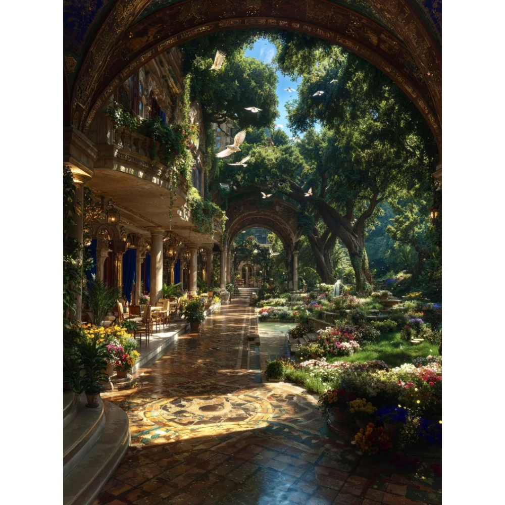 

500/1000/1200/2000 PCS Jigsaw Puzzles Scenery Beauty Corridor Restaurant Family Activity Games for Bedroom Gameroom Home Decor