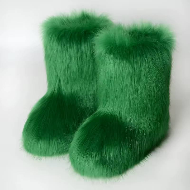 Women's Winter Snow Boots Outdoor Luxury Furry Faux Fox Fur Boots Woman Plush Warm Platform Shoes New Fashion Bottes Big Size 46 - Image 8