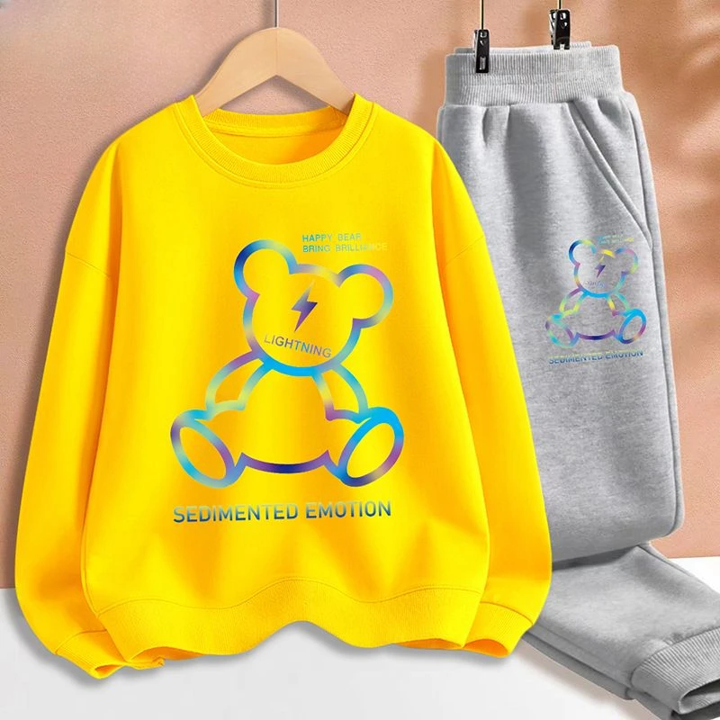 Set di vestiti per neonato autunnale felpe con orso sfumato per bambini Pullover Top e pantaloni 2 pezzi tuta per bambini tute moda per ragazze