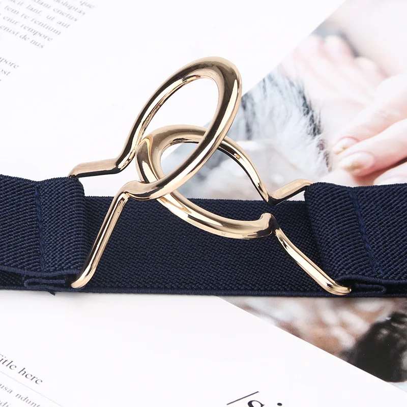 ZLY 2023 New Fashion Waist Band Women dress Slim Fit Waist Belt Circular Golden Metal Buckle Minimalist Elastic 71CM Waistband