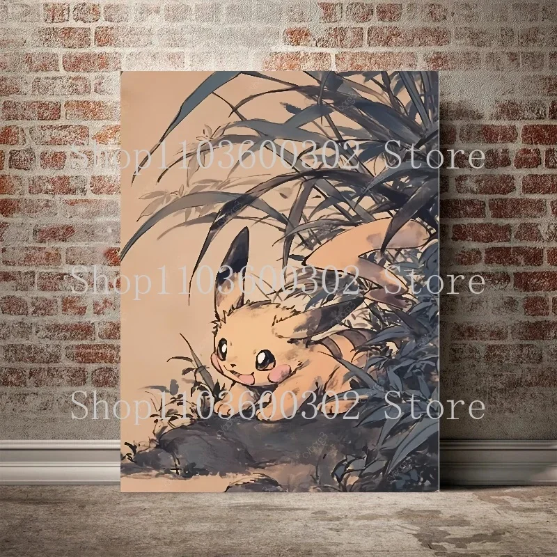 Anime Pokemon Character Poster Ink Painting Canvas Painting and Print Office Wall Art Painting Suitable for Living Room Gift