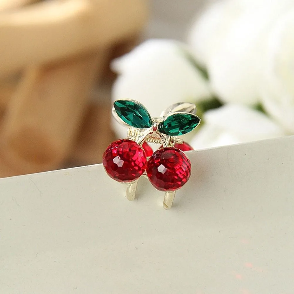 Korean Delicate Crystal Cherry Mini Small Hair Claw Metal Rhinestone Hairpins Women Hair Crab Clip Headwear Hair Accessories