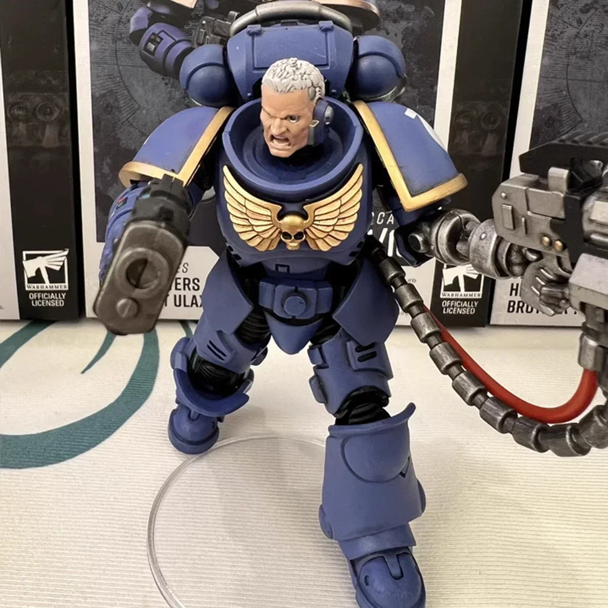 [In-Stock] JOYTOY Warhammer 40K Ultramarines Hellblasters Action Figure Sergeant Ulaxes Brother Joint Movable Figurine Toys Gift