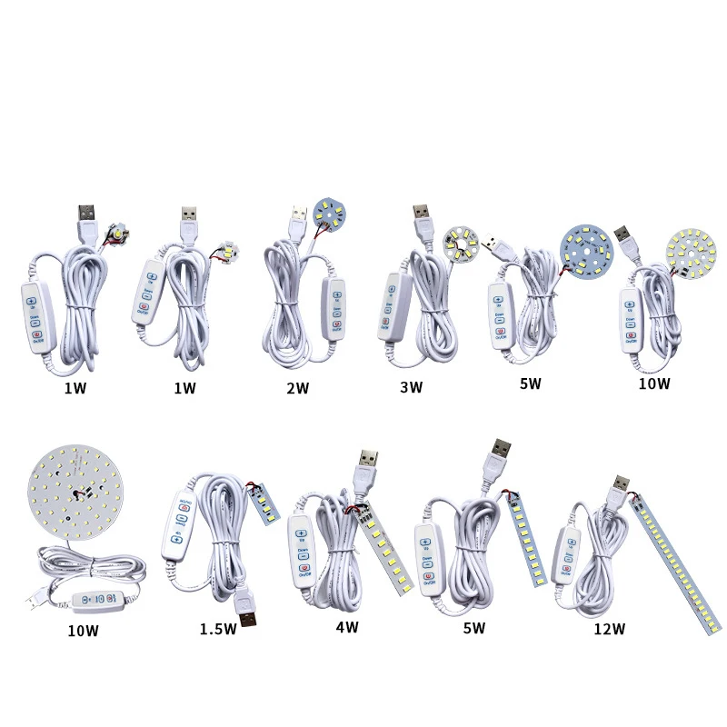 DC5V chip LED dimmerabili 5730 lampada LED SMD perline luminose fai da te lampadina LED regolabile Dimmer USB apprendimento lampada ricaricabile funzionante