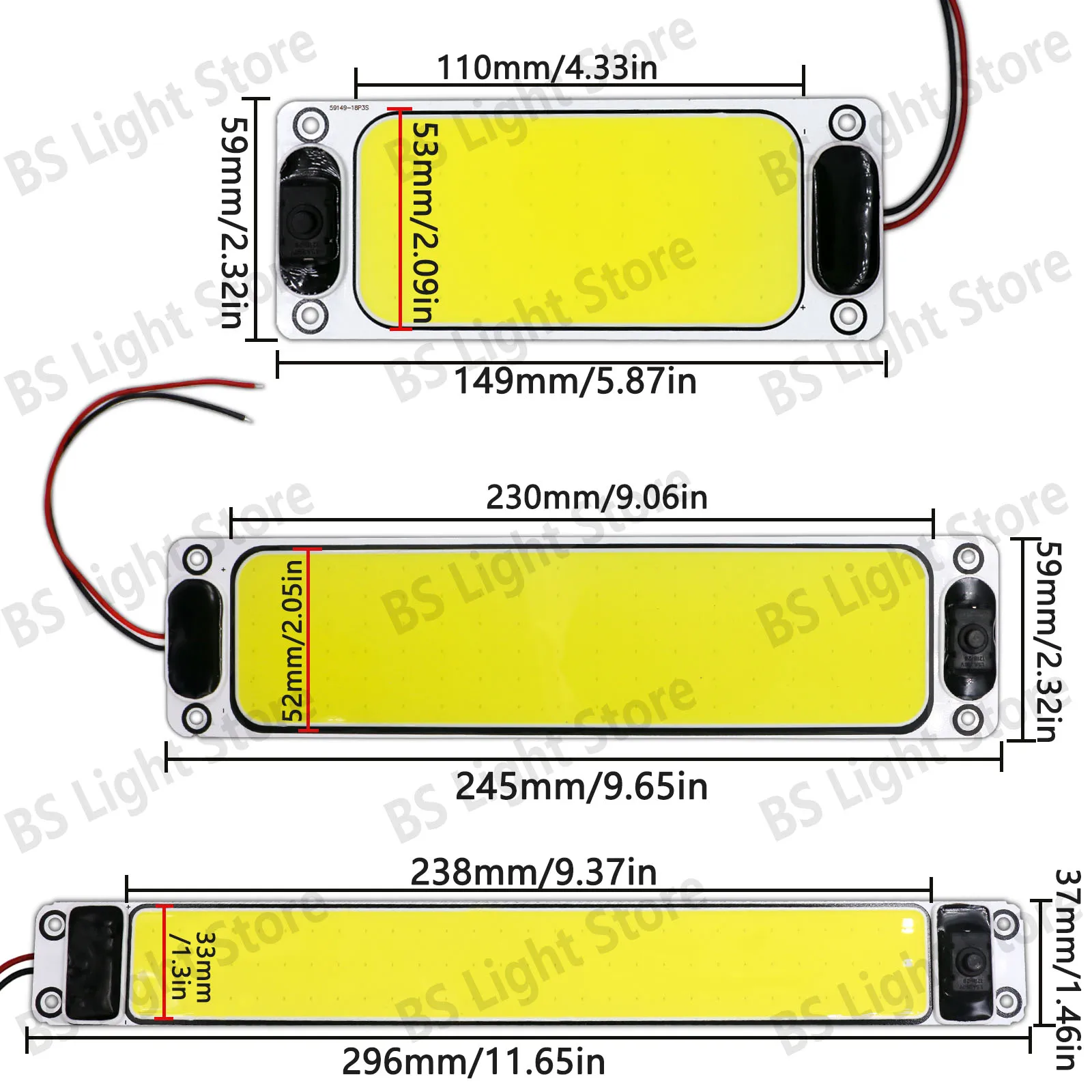 SMD Led White 12v/24v 108/87/54 led Car Interior Lighting Reading Strip Light Interior Light with On Off Switch Van Lorry Truck