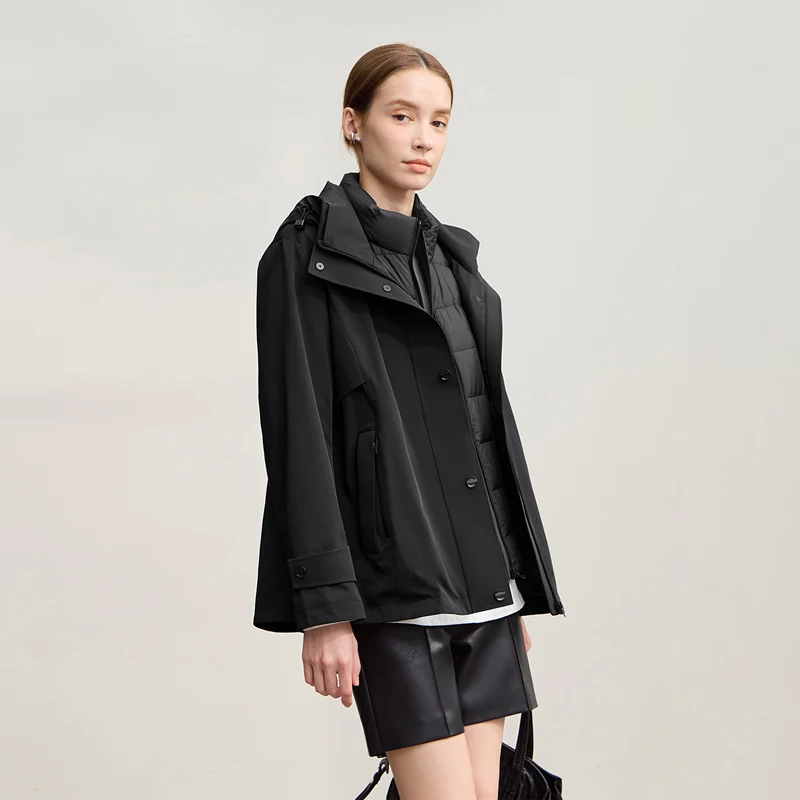 AMII Piumini 2025 Inverno Nuovo Casual Outdoor Antivento in due pezzi Solido Piumino Donna Moda Caldo Dritto Top 12554068