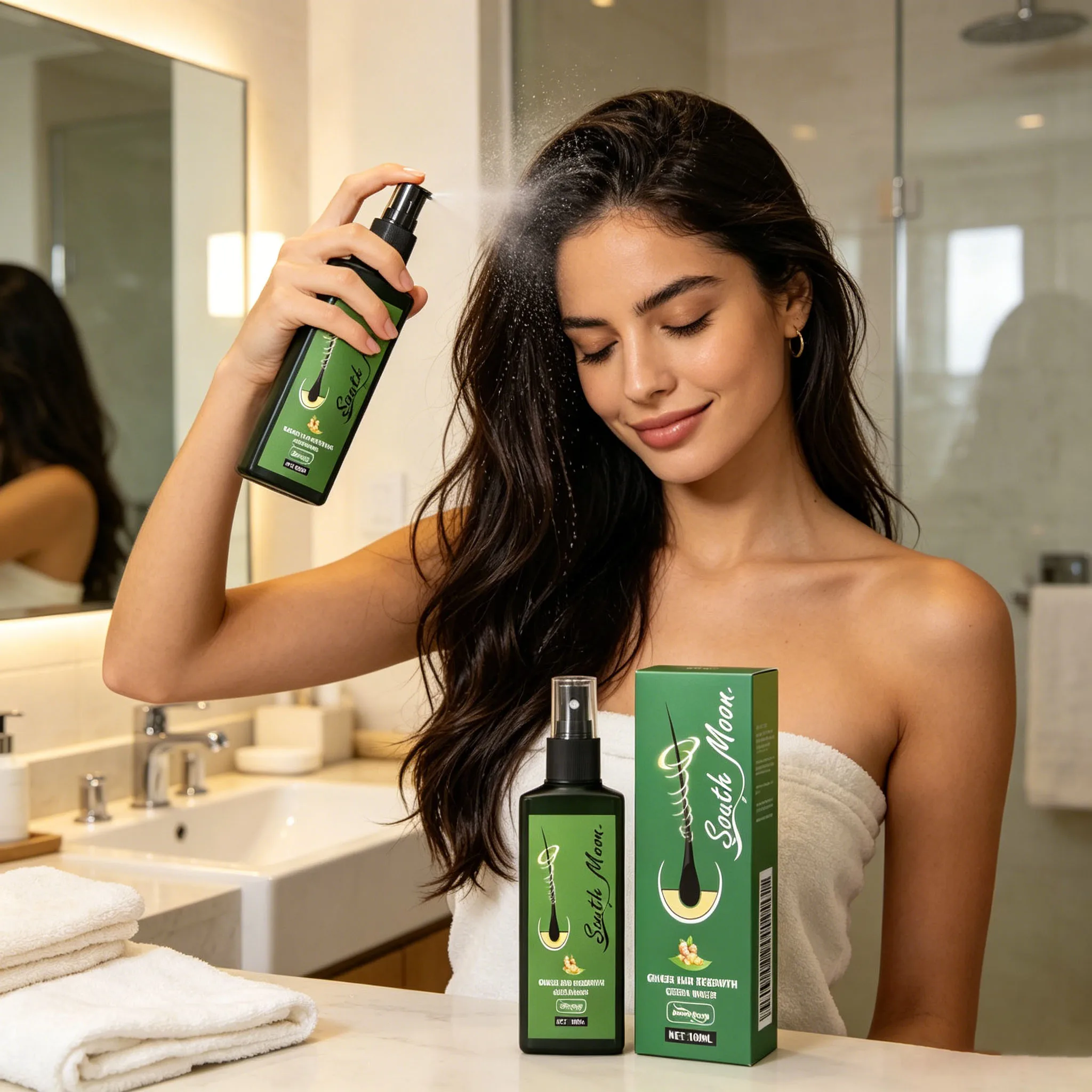 Ginger Hair Regrowth Spray Massage Scalp Nourishing Hair Roots Promote Hairs Grow Anti-Loss Smooth Thickening Hair Essence 100ml