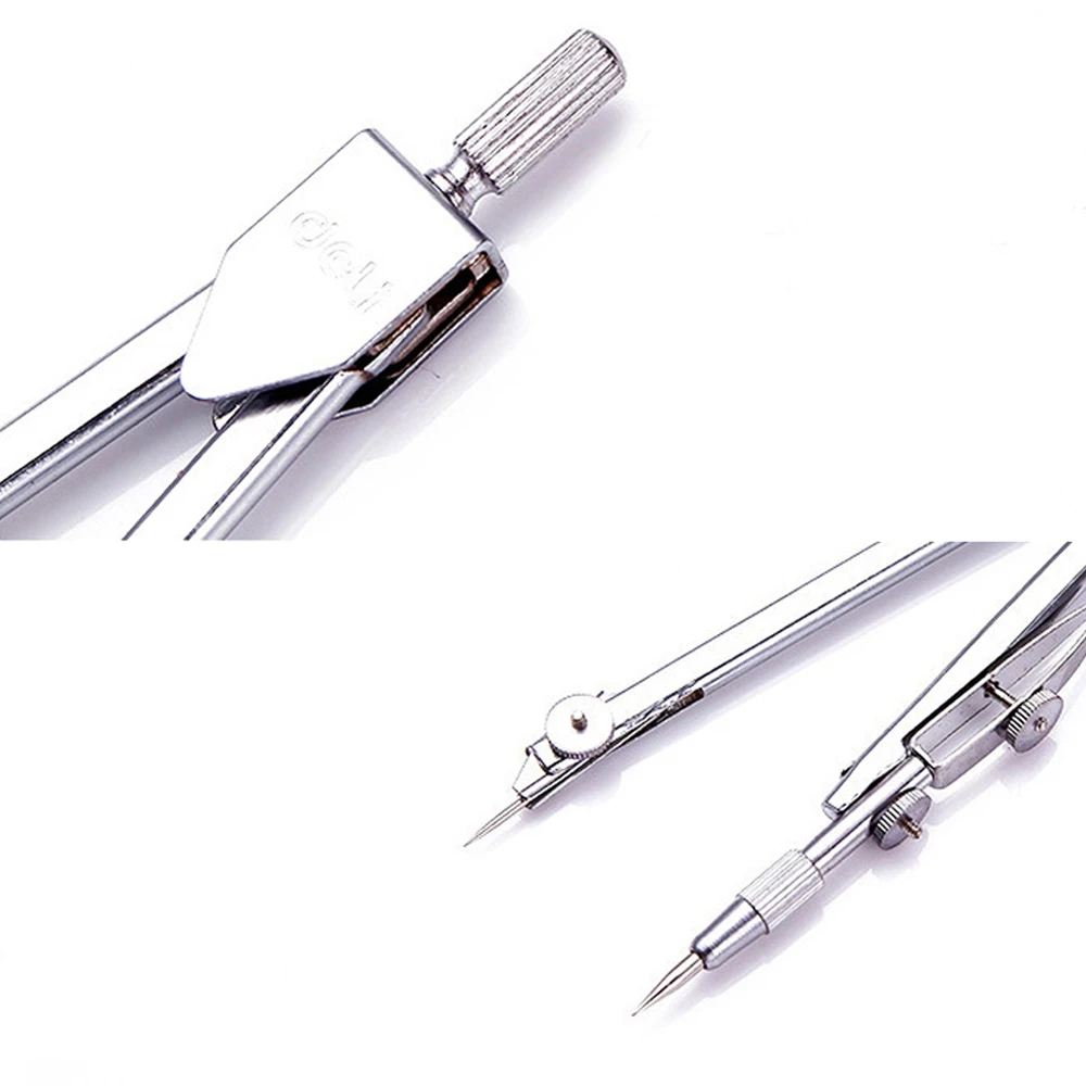 Компас для рисования из нержавеющей стали, математические геометрические инструменты для кругов, школьные принадлежности для студентов, канцелярские принадлежности серебристого цвета