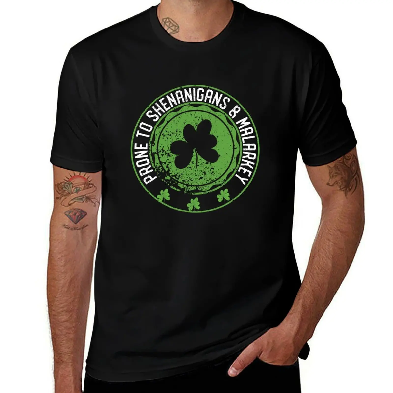 Prone to shenanigans & malarkey Fun Clovers St. T-Shirt Moisture Wicking Athletic T-Shirt